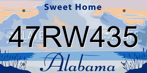 47RW435 Alabama License Plate