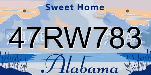 47RW783 Alabama License Plate