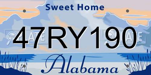 47RY190 Alabama License Plate