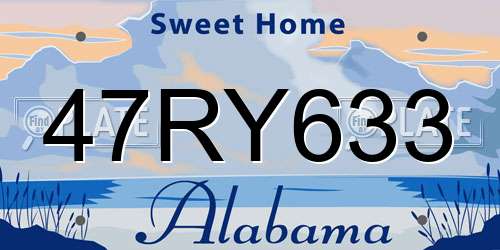 47RY633 Alabama License Plate