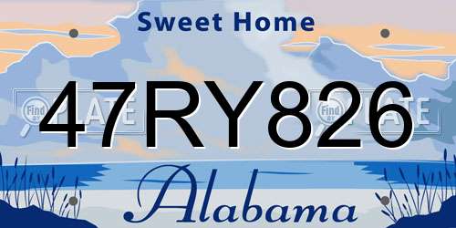 47RY826 Alabama License Plate