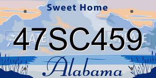 47SC459 Alabama License Plate