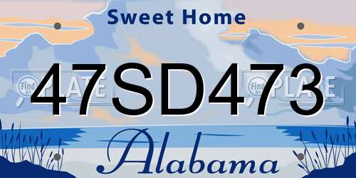47SD473 Alabama License Plate