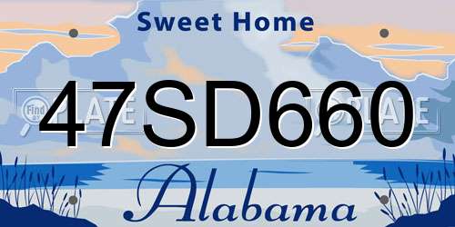 47SD660 Alabama License Plate