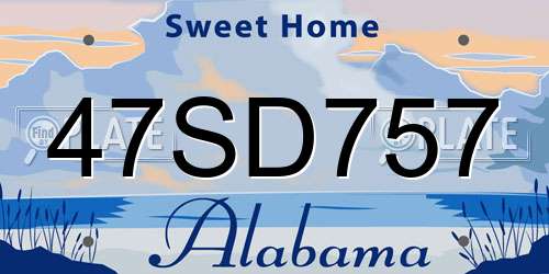 47SD757 Alabama License Plate