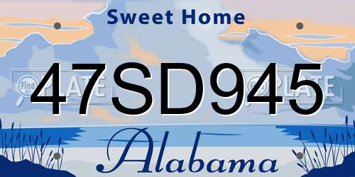 47SD945 Alabama License Plate