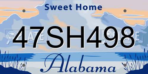 47SH498 Alabama License Plate