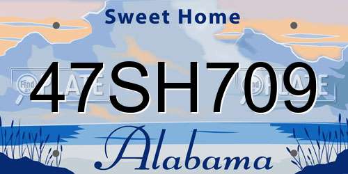 47SH709 Alabama License Plate