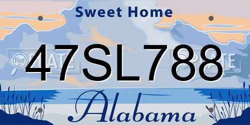 47SL788 Alabama License Plate