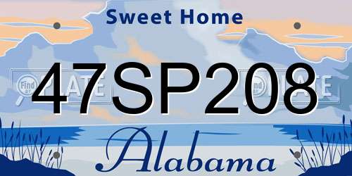 47SP208 Alabama License Plate