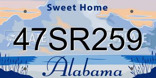 47SR259 Alabama License Plate