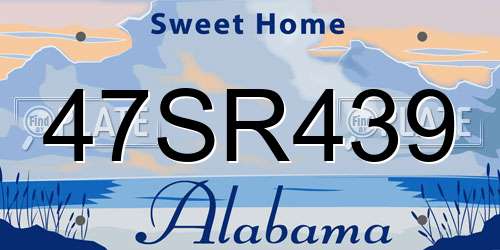 47SR439 Alabama License Plate