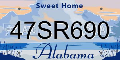 47SR690 Alabama License Plate