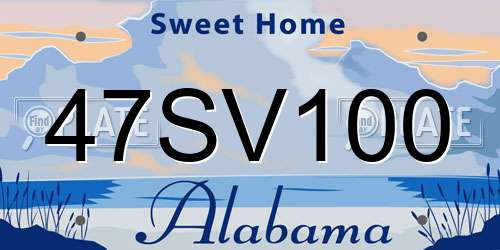 47SV100 Alabama License Plate
