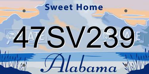 47SV239 Alabama License Plate