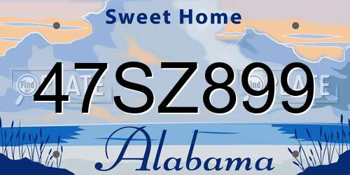 47SZ899 Alabama License Plate