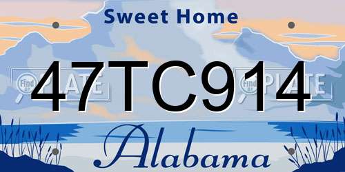 47TC914 Alabama License Plate