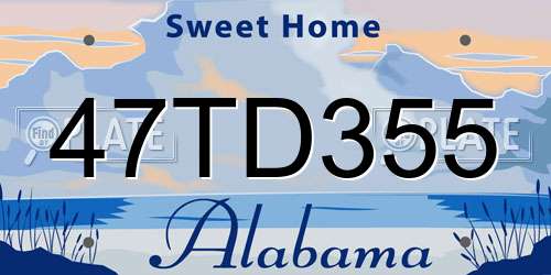 47TD355 Alabama License Plate