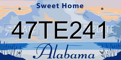 47TE241 Alabama License Plate