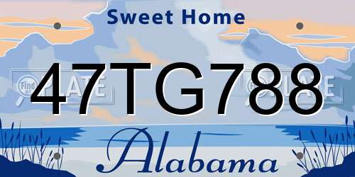 47TG788 Alabama License Plate