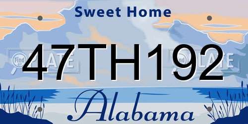 47TH192 Alabama License Plate