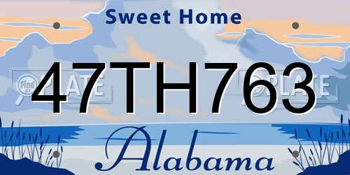47TH763 Alabama License Plate