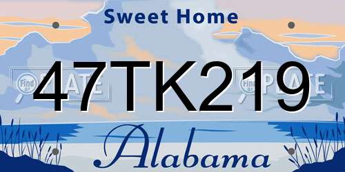 47TK219 Alabama License Plate
