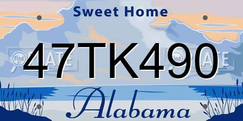 47TK490 Alabama License Plate