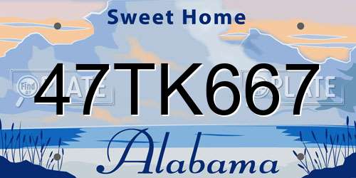 47TK667 Alabama License Plate