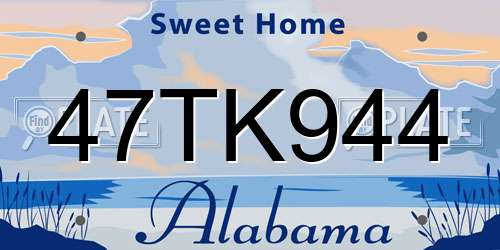 47TK944 Alabama License Plate