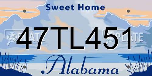 47TL451 Alabama License Plate