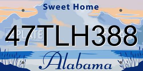 47TLH388 Alabama License Plate