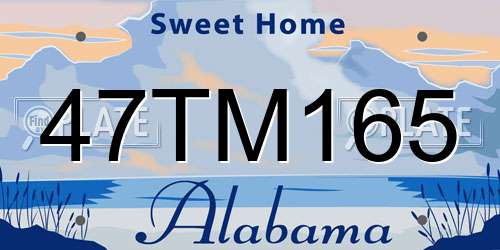 47TM165 Alabama License Plate