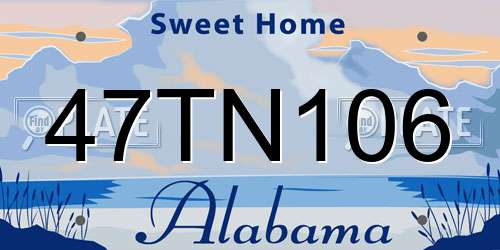 47TN106 Alabama License Plate