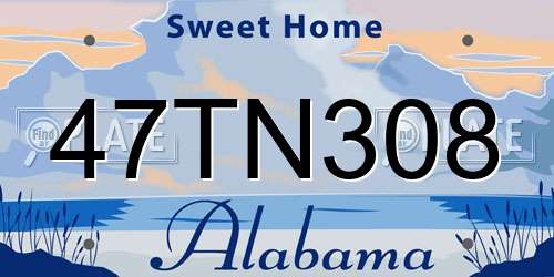 47TN308 Alabama License Plate
