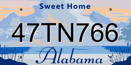 47TN766 Alabama License Plate