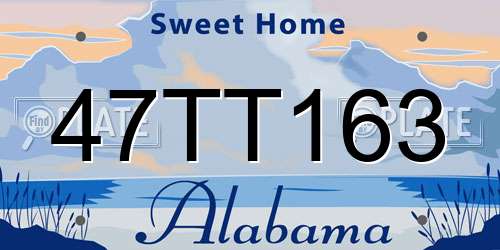 47TT163 Alabama License Plate