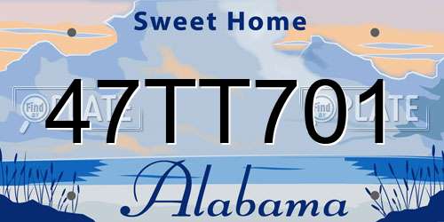 47TT701 Alabama License Plate