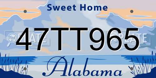 47TT965 Alabama License Plate