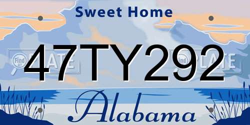 47TY292 Alabama License Plate