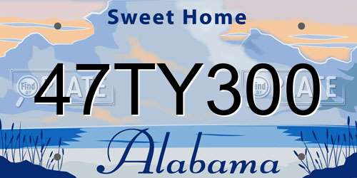47TY300 Alabama License Plate