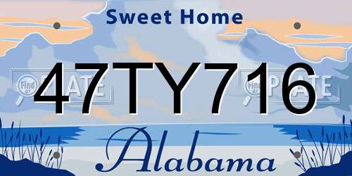 47TY716 Alabama License Plate