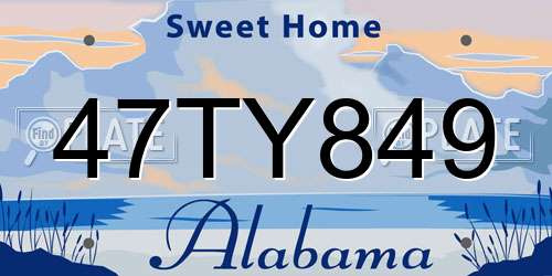 47TY849 Alabama License Plate