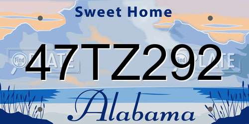 47TZ292 Alabama License Plate