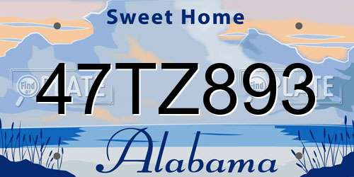 47TZ893 Alabama License Plate