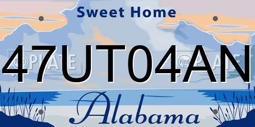 47UT04AN Alabama License Plate