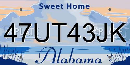 47UT43JK Alabama License Plate