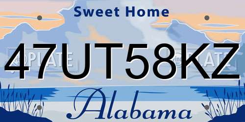 47UT58KZ Alabama License Plate
