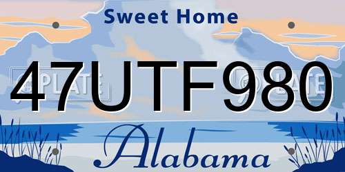 47UTF980 Alabama License Plate