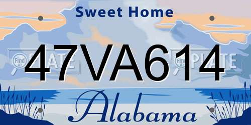 47VA614 Alabama License Plate